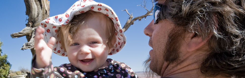 Lucy and Dad at the salt-flats lookout